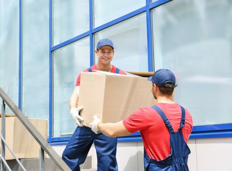 Packed boxes and furniture ready for a local move