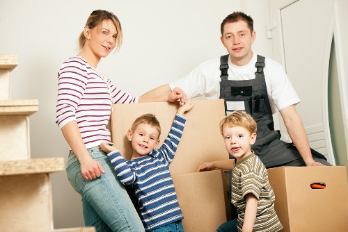 Removal team preparing a move in Swiss Cottage near residential flats