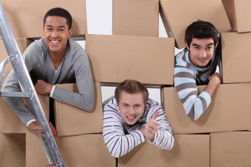 Boxes and furniture prepared for a home removal in Swiss Cottage