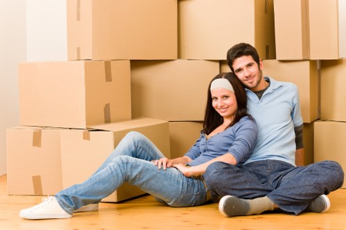 Boxes and furniture prepared for a house removal in Swiss Cottage