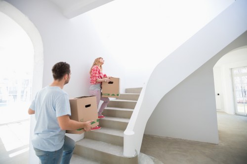 Moving truck parked for a house or office relocation in NW3